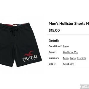 Hollister Men's Black Athletic Shorts, NWT